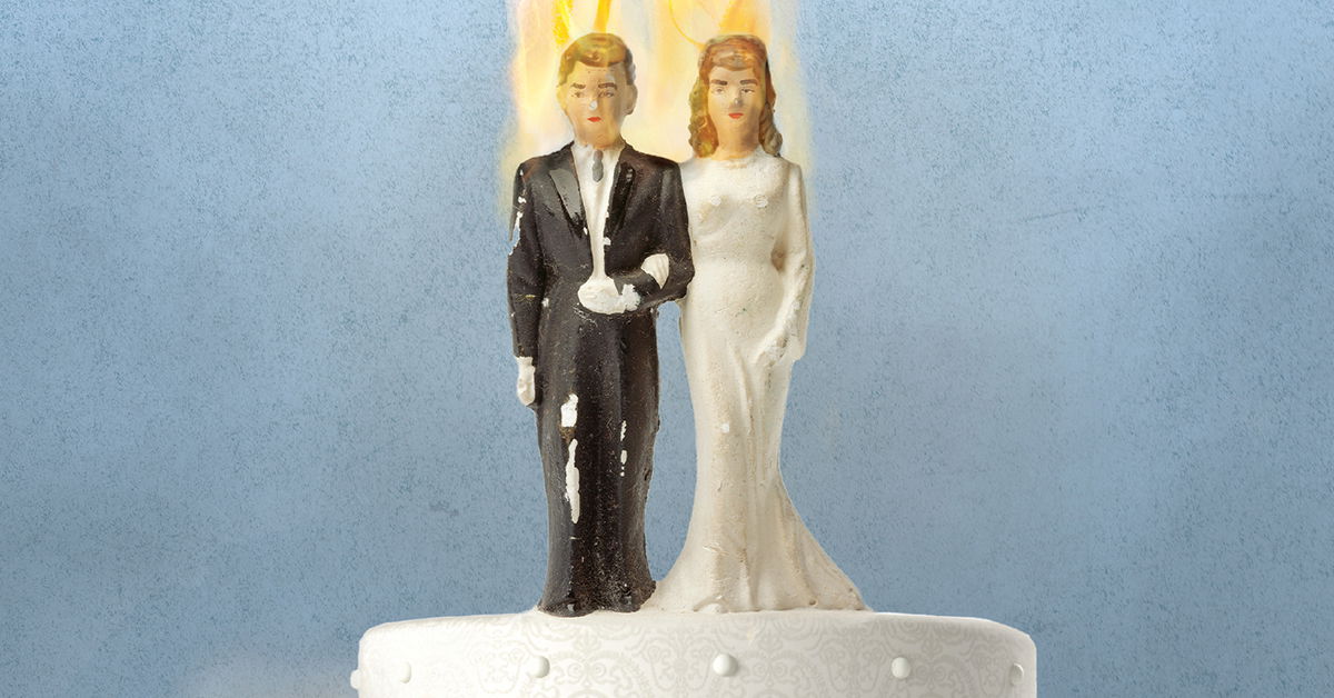 Crumbling Bride and Groom Cake Topper