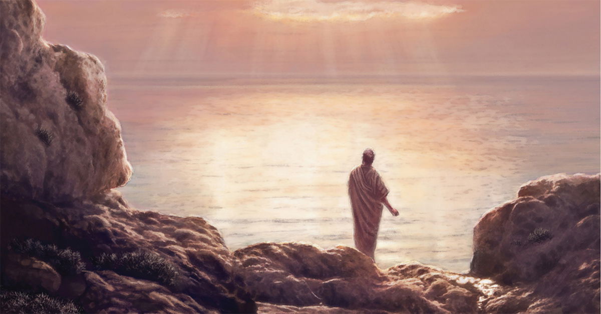 Illustration of Man in Robe at Lake