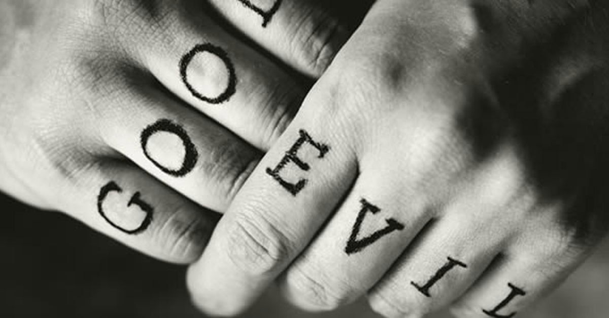 Hands with Good & Evil Tattoos