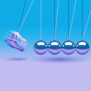 Newton's Cradle with Dinosaur Head