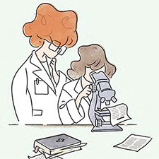 Scientist with Bible Illustration