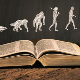 Evolution Illustration over Bible